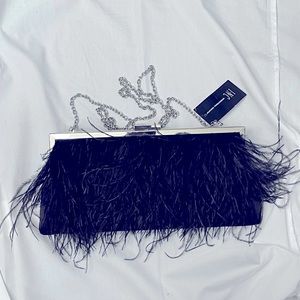 Carolyn Black Feather Crossbody Clutch
